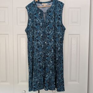 Plus Size Dress Michael Kors Blue Paisley Sleeveless Dress 3x